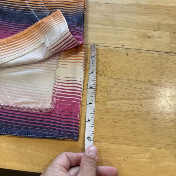 Trina Turk Striped Hoodie Top Kangaroo Pocket Roll Tab Beach Resort Oversized XS - Picture 12 of 14